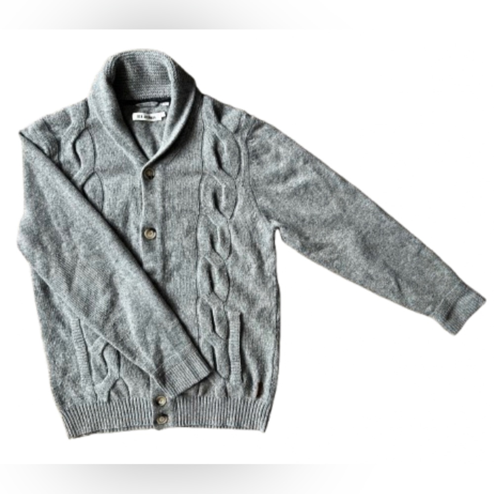 Ben Sherman Lambswool Cable Knit Shawl Collar Cardigan